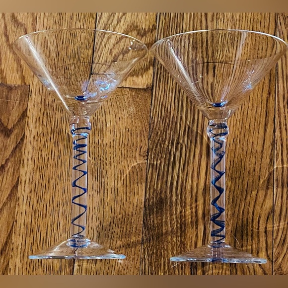 Dining Cobalt Blue Swirled Stem Martini Glasses Set Of 2 Poshmark
